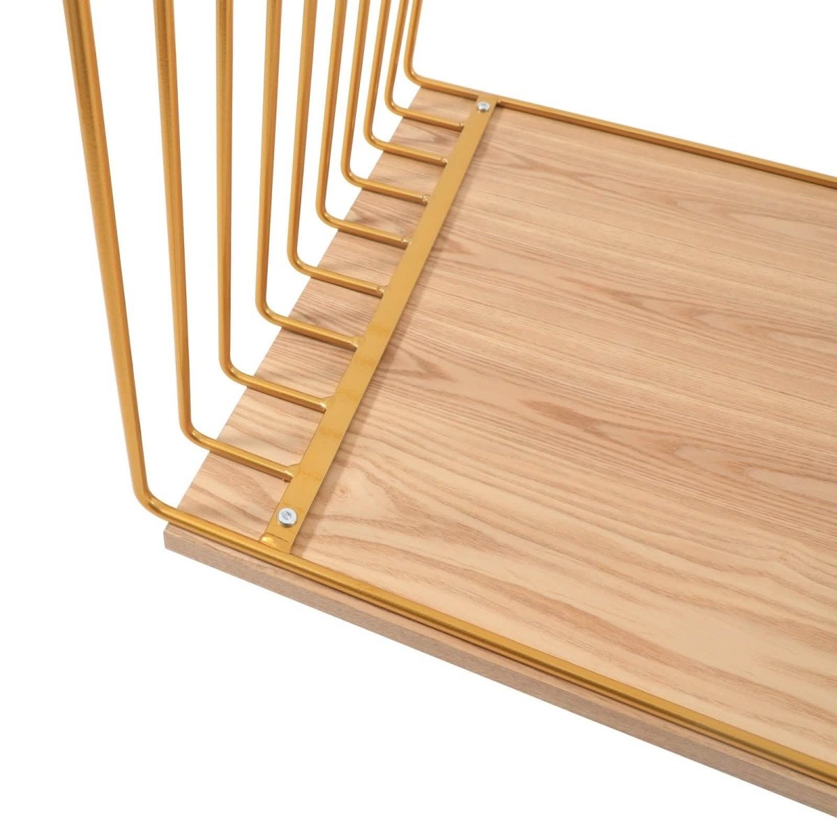 Walden Rectangular Coffee Table with Ash Wood Tabletop in Black Steel Frame