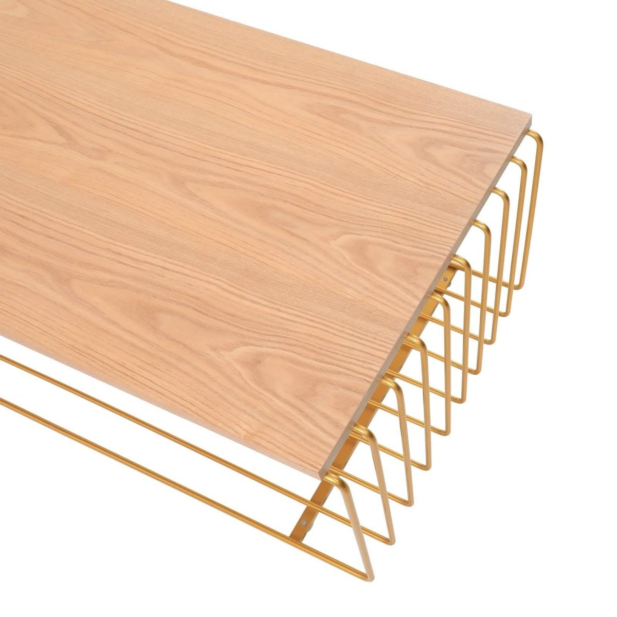 Walden Rectangular Coffee Table with Ash Wood Tabletop in Black Steel Frame