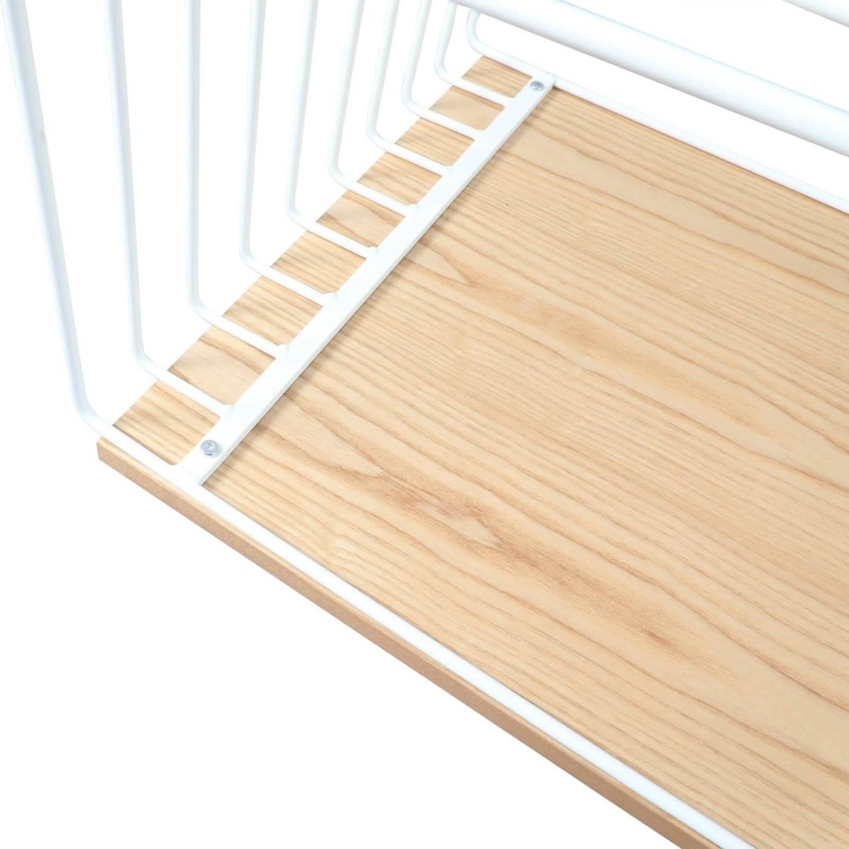 Walden Rectangular Coffee Table with Ash Wood Tabletop in Black Steel Frame