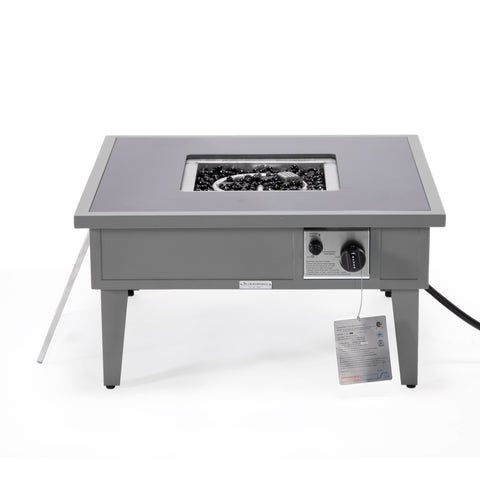 Leisuremod Walbrooke Modern Outdoor Square Fire Pit Table with Powder-Coated Aliuminum Frame
