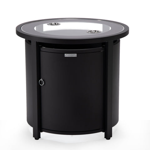 LeisureMod Walbrooke Modern Round Tank Holder Table with Tempered Glass Top and Powder Coated Aluminum