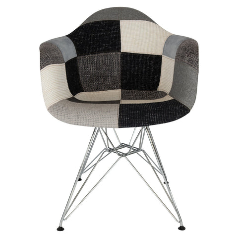 LeisureMod Willow Fabric Eiffel Accent Chair With Chrome Base