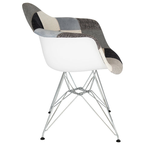 LeisureMod Willow Fabric Eiffel Accent Chair With Chrome Base