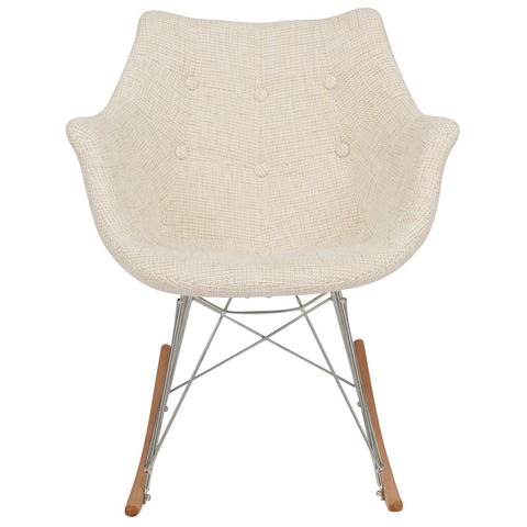 LeisureMod Willow Modern Petite Twill Fabric Eiffel Base Rocking Chair