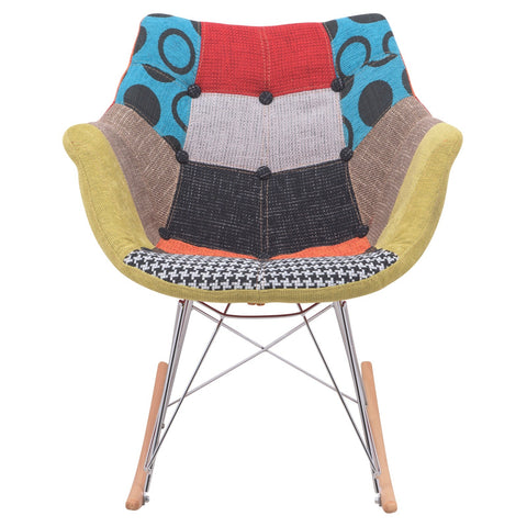 LeisureMod Willow Modern Petite Twill Fabric Eiffel Base Rocking Chair