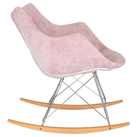 LeisureMod Willow Velvet Eiffel Base Rocking Chair