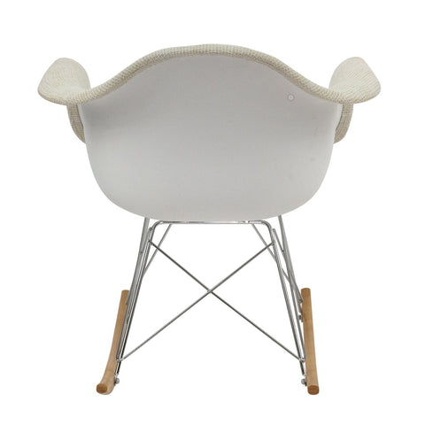 LeisureMod Wilson Modern Twill Fabric Eiffel Base Rocking Chair
