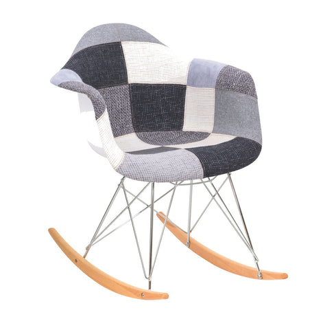 LeisureMod Wilson Modern Twill Fabric Eiffel Base Rocking Chair