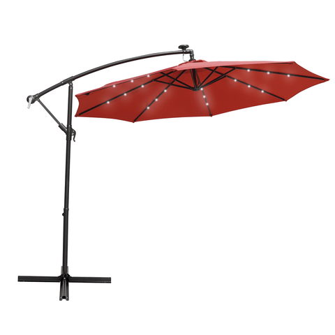 LeisureMod Willry Modern Outdoor 10 Ft Offset Cantilever Hanging Patio Umbrella With Solar Powered LED