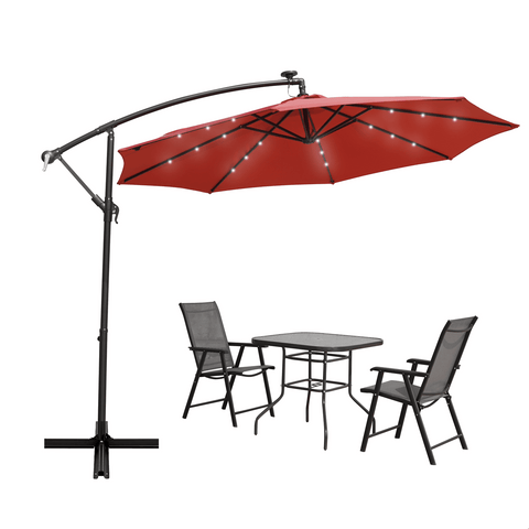 LeisureMod Willry Modern Outdoor 10 Ft Offset Cantilever Hanging Patio Umbrella With Solar Powered LED