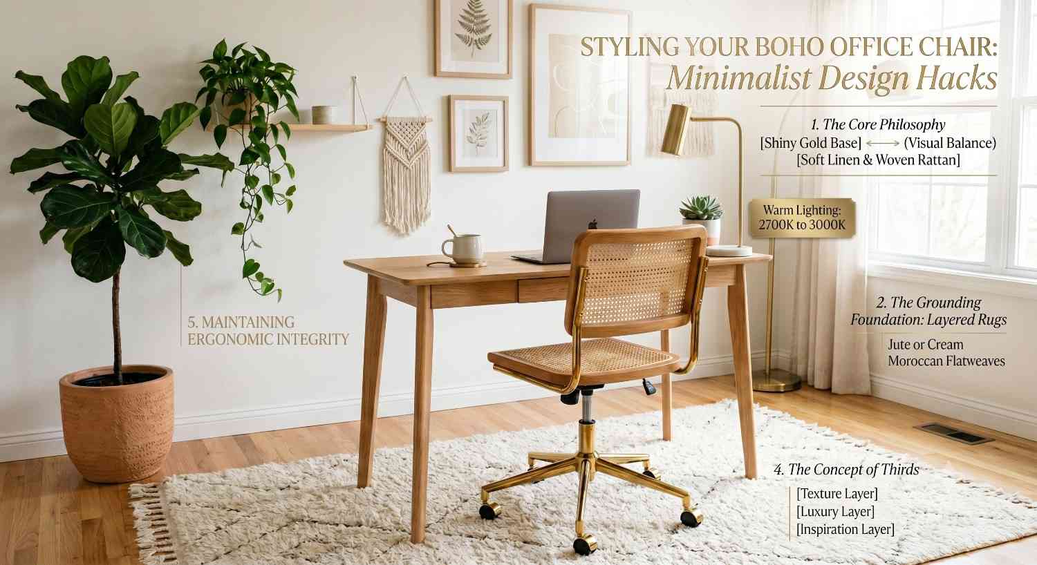 How to Style a Boho Office Chair with Gold Frame: Minimalist Design Hacks