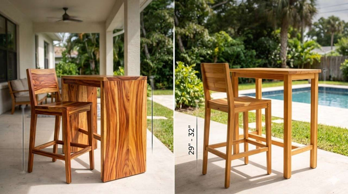 Counter height vs bar height stools with dimensions and heights
