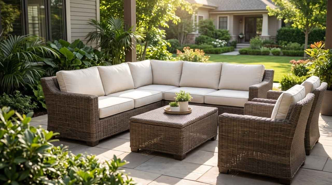 All-weather wicker furniture sectional patio set