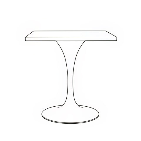 Verve Square Dining Table with a Laminated White Marbleized Tabletop and White/Black/Silver/Gold Steel Pedestal Base