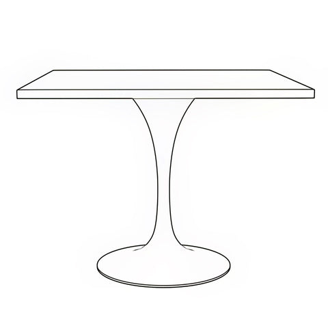 Verve Square Dining Table with a Laminated White Marbleized Tabletop and White/Black/Silver/Gold Steel Pedestal Base