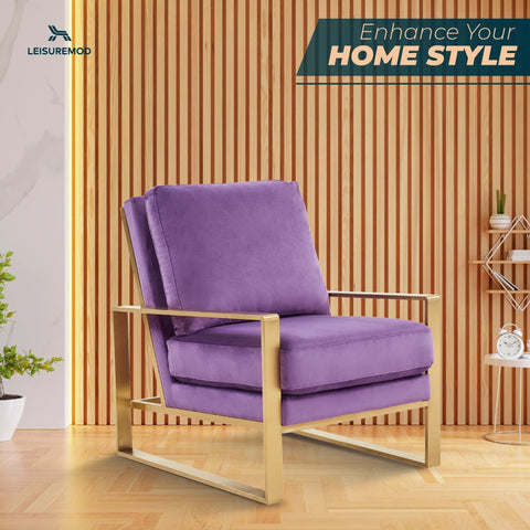 Jefferson Accent Armchair with Upholstered and Gold/Silver Metal Frame