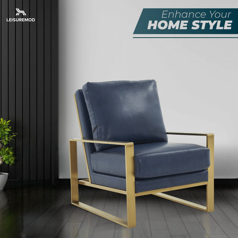 Jefferson Accent Armchair with Upholstered and Gold/Silver Metal Frame