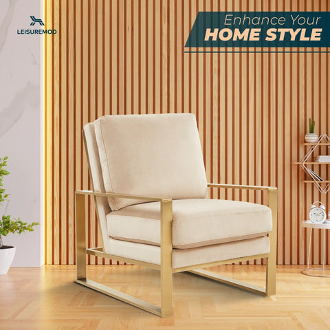 Jefferson Accent Armchair with Upholstered and Gold/Silver Metal Frame