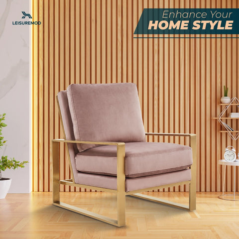 Jefferson Accent Armchair with Upholstered and Gold/Silver Metal Frame