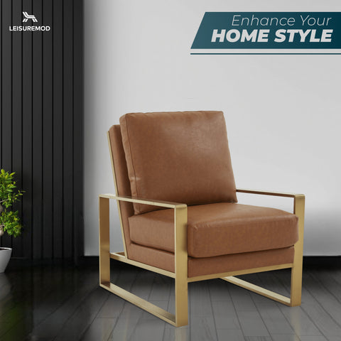 Jefferson Accent Armchair with Upholstered and Gold/Silver Metal Frame
