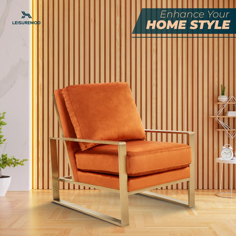 Jefferson Accent Armchair with Upholstered and Gold/Silver Metal Frame