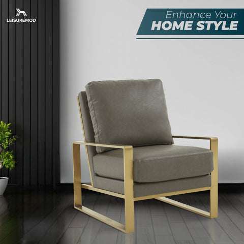 Jefferson Accent Armchair with Upholstered and Gold/Silver Metal Frame