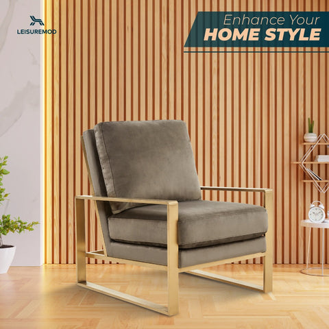 Jefferson Accent Armchair with Upholstered and Gold/Silver Metal Frame