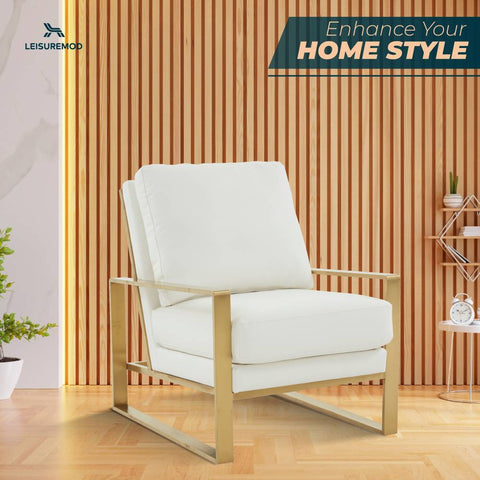 Jefferson Accent Armchair with Upholstered and Gold/Silver Metal Frame