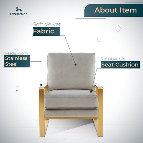 Jefferson Accent Armchair with Upholstered and Gold/Silver Metal Frame
