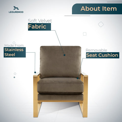Jefferson Accent Armchair with Upholstered and Gold/Silver Metal Frame
