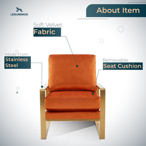 Jefferson Accent Armchair with Upholstered and Gold/Silver Metal Frame