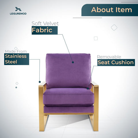 Jefferson Accent Armchair with Upholstered and Gold/Silver Metal Frame