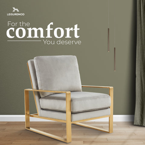 Jefferson Accent Armchair with Upholstered and Gold/Silver Metal Frame