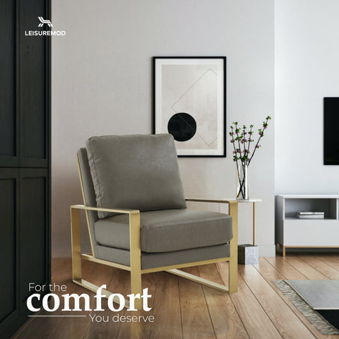 Jefferson Accent Armchair with Upholstered and Gold/Silver Metal Frame
