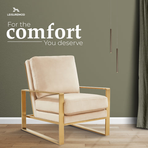 Jefferson Accent Armchair with Upholstered and Gold/Silver Metal Frame