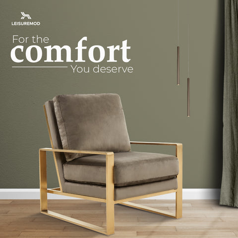 Jefferson Accent Armchair with Upholstered and Gold/Silver Metal Frame