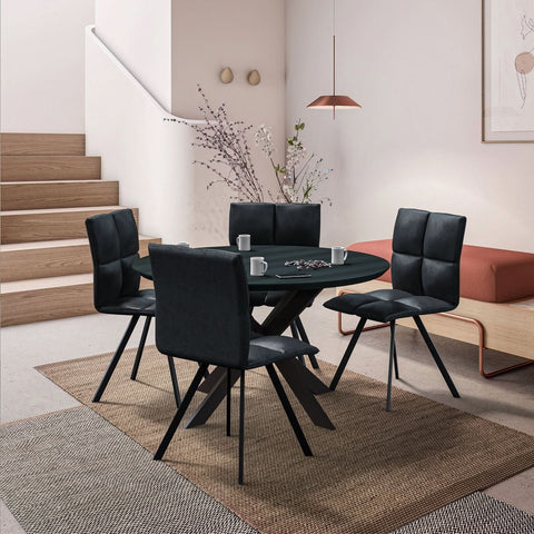 Wesley Modern Leather Dining Chair With Metal Legs Set of 4