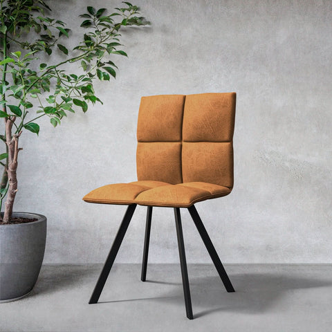 Wesley Modern Leather Dining Chair With Metal Legs Set of 4