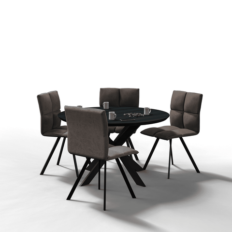 Wesley Modern Leather Dining Chair With Metal Legs Set of 4