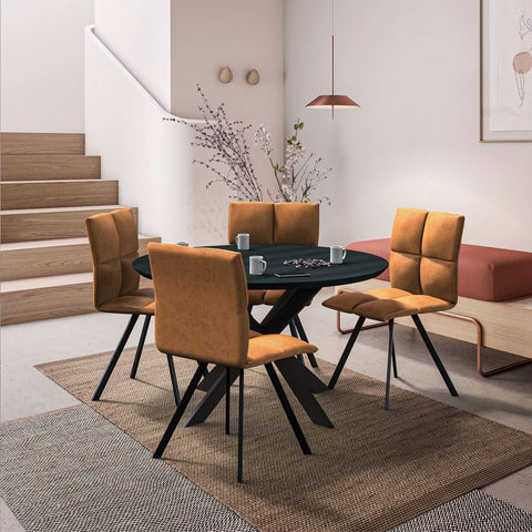 Wesley Modern Leather Dining Chair With Metal Legs Set of 4