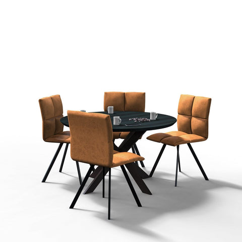 Wesley Modern Leather Dining Chair With Metal Legs Set of 4