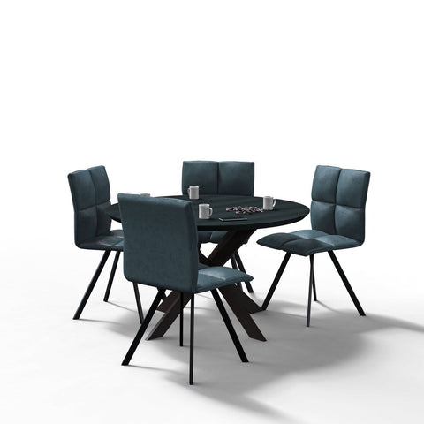 Wesley Modern Leather Dining Chair With Metal Legs Set of 4