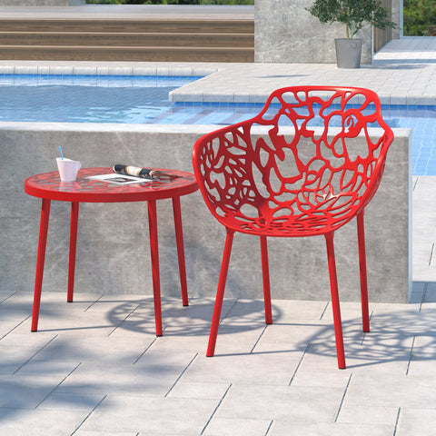 Devon Aluminum Outdoor Dining Armchairs with Flower Design