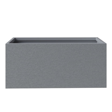 LeisureMod Flora Modern Rectangular Planter Pot in Fiberstone and Clay Weather Resistant Design in Grey