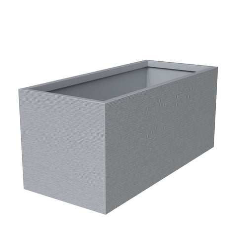 LeisureMod Flora Modern Rectangular Planter Pot in Fiberstone and Clay Weather Resistant Design in Grey