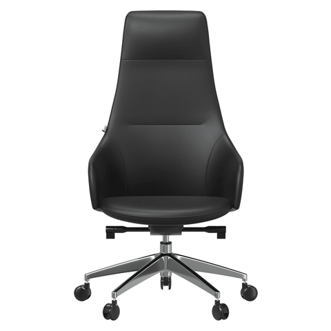 Celeste High-Back Office Chair in Upholstered Leather and Iron Base with Swivel and Tilt