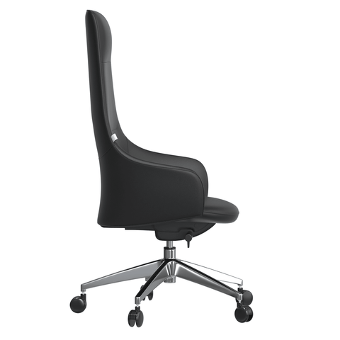 Celeste High-Back Office Chair in Upholstered Leather and Iron Base with Swivel and Tilt