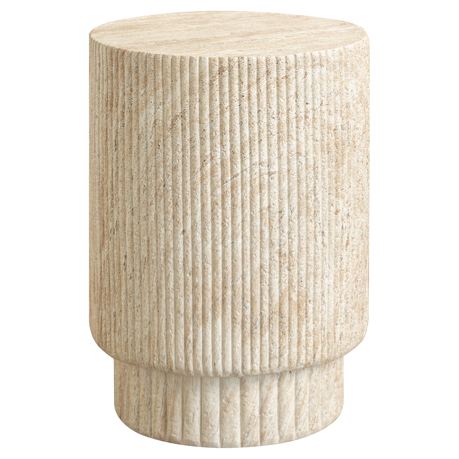 Eden Series Side Table in Fiberstone Round Accent Table for Home, Living Room, Indoor, and Outdoor