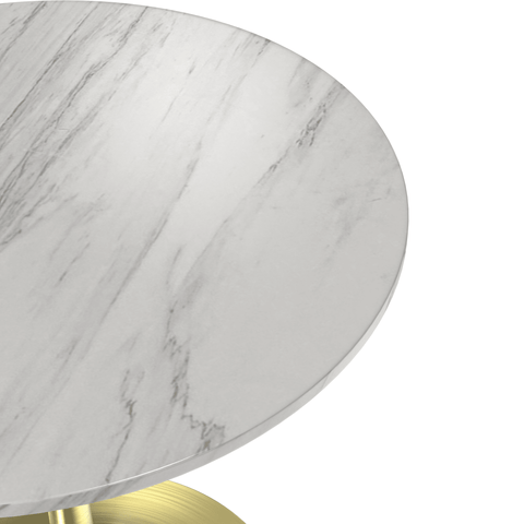 Verve Round Dining Table with MDF/Sintered Stone/Resin Tabletop in Gold Stainless Steel Pedestal Base