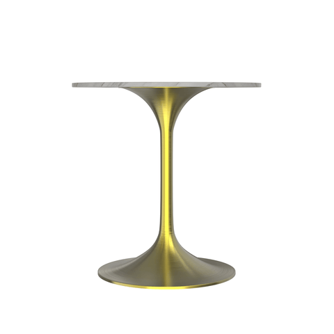 Verve Round Dining Table with MDF/Sintered Stone/Resin Tabletop in Gold Stainless Steel Pedestal Base